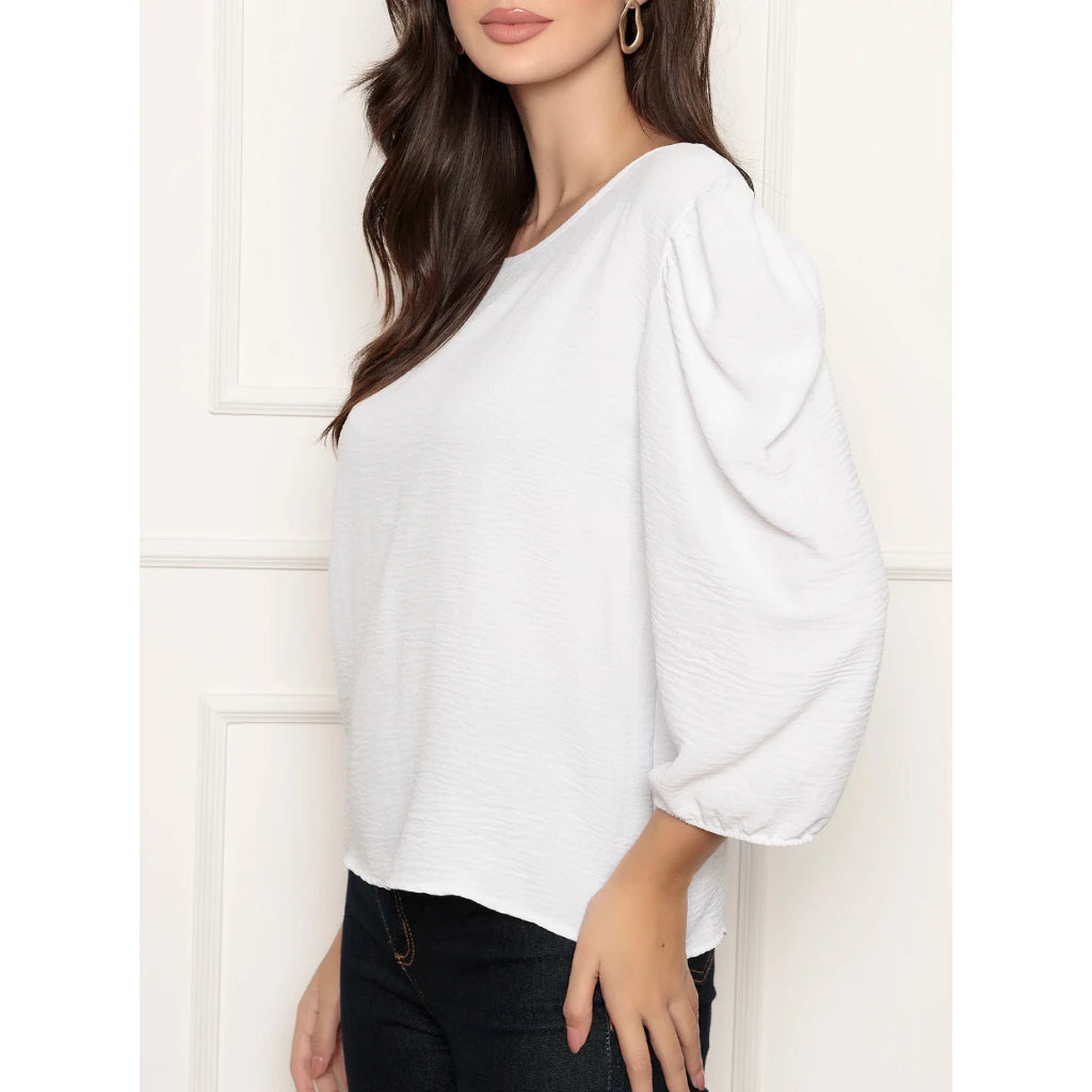 Blusa Feminina Elegante Manga 3/4 Gola Redonda - Helena