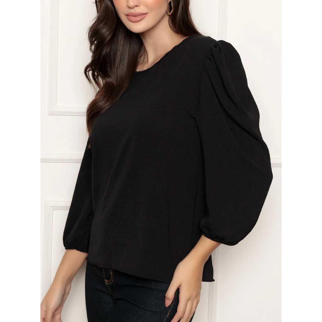 Blusa Feminina Elegante Manga 3/4 Gola Redonda - Helena